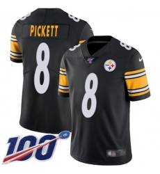 Men's Nike Pittsburgh Steelers #8 Kenny Pickett Black Team Color Stitched NFL 100th Season Vapor Limited Jersey