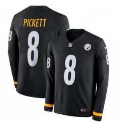 Men's Nike Pittsburgh Steelers #8 Kenny Pickett Black Team Color Stitched NFL Limited Therma Long Sleeve Jersey