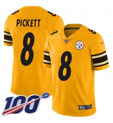 Men's Nike Pittsburgh Steelers #8 Kenny Pickett Gold Stitched NFL Limited Inverted Legend 100th Season Jersey