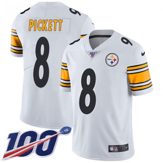 Men's Nike Pittsburgh Steelers #8 Kenny Pickett White Stitched NFL 100th Season Vapor Limited Jersey