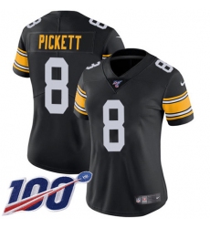 Women's Nike Pittsburgh Steelers #8 Kenny Pickett Black Alternate Stitched NFL 100th Season Vapor Limited Jersey