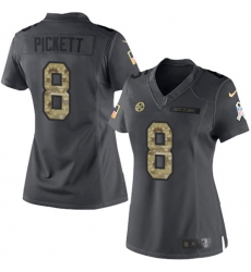 Women's Nike Pittsburgh Steelers #8 Kenny Pickett Black Stitched NFL Limited 2016 Salute to Service Jersey
