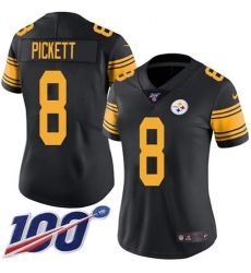 Women's Nike Pittsburgh Steelers #8 Kenny Pickett Black Stitched NFL Limited Rush 100th Season Jersey