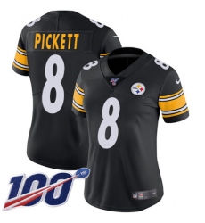 Women's Nike Pittsburgh Steelers #8 Kenny Pickett Black Team Color Stitched NFL 100th Season Vapor Limited Jersey