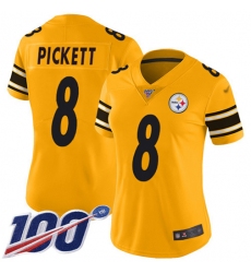 Women's Nike Pittsburgh Steelers #8 Kenny Pickett Gold Stitched NFL Limited Inverted Legend 100th Season Jersey