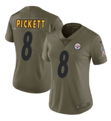 Women's Nike Pittsburgh Steelers #8 Kenny Pickett Olive Stitched NFL Limited 2017 Salute To Service Jersey