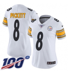 Women's Nike Pittsburgh Steelers #8 Kenny Pickett White Stitched NFL 100th Season Vapor Untouchable Limited Jersey