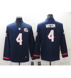 Cleveland Browns #4 Deshaun Watson Nike Navy Blue Therma Long Sleeve Limited Jersey