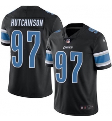 Men's Nike Detroit Lions #97 Aidan Hutchinson Black Stitched NFL Limited Rush Jersey