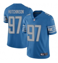 Men's Nike Detroit Lions #97 Aidan Hutchinson Blue Team Color Stitched NFL Vapor Untouchable Limited Jersey