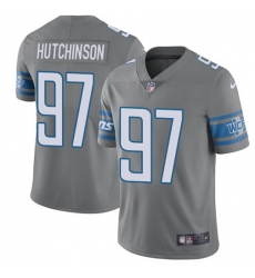 Men's Nike Detroit Lions #97 Aidan Hutchinson Gray Stitched NFL Limited Rush Jersey