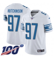 Men's Nike Detroit Lions #97 Aidan Hutchinson White Stitched NFL 100th Season Vapor Untouchable Limited Jersey