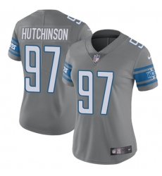 Women's Nike Detroit Lions #97 Aidan Hutchinson Gray Stitched NFL Limited Rush Jersey