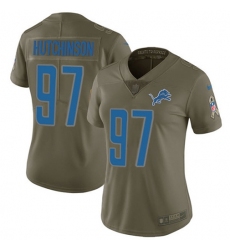 Women's Nike Detroit Lions #97 Aidan Hutchinson Olive Stitched NFL Limited 2017 Salute To Service Jersey
