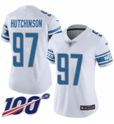 Women's Nike Detroit Lions #97 Aidan Hutchinson White Stitched NFL 100th Season Vapor Untouchable Limited Jersey