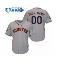 Men's Houston Astros Customized Replica Grey Road Cool Base 2019 World Series Bound Baseball Jersey
