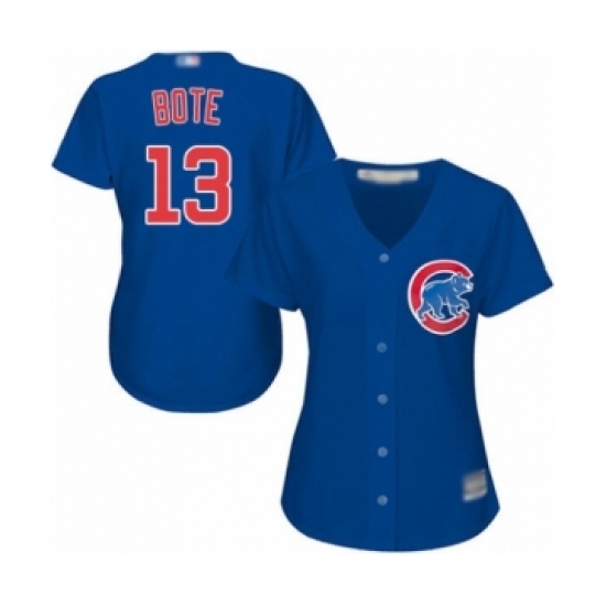 Women's Chicago Cubs #13 David Bote Authentic Royal Blue Alternate Cool Base Baseball Player Jersey Women's Chicago Cubs #13 David Bote Authentic Royal Blue Alternate Cool Base Baseball Player Jersey