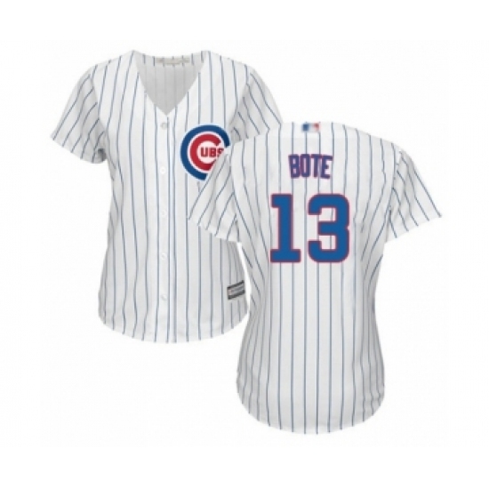 Women's Chicago Cubs #13 David Bote Authentic White Home Cool Base Baseball Player Jersey Women's Chicago Cubs #13 David Bote Authentic White Home Cool Base Baseball Player Jersey