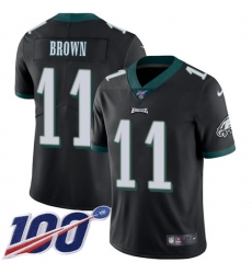 Men's Nike Philadelphia Eagles #11 A.J. Brown Black Alternate Stitched NFL 100th Season Vapor Untouchable Limited Jersey