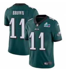 Men's Nike Philadelphia Eagles #11 A.J. Brown Green Team Color Super Bowl LVII Patch Stitched NFL Vapor Untouchable Limited Jersey