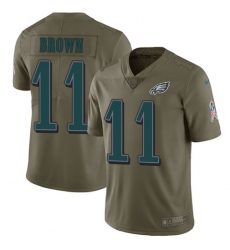 Men's Nike Philadelphia Eagles #11 A.J. Brown Olive Stitched NFL Limited 2017 Salute To Service Jersey