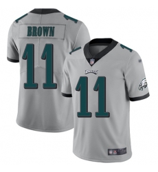 Men's Nike Philadelphia Eagles #11 A.J. Brown Silver Stitched NFL Limited Inverted Legend Jersey