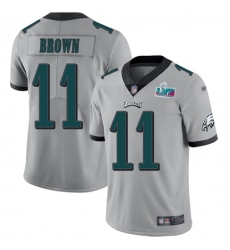 Men's Nike Philadelphia Eagles #11 A.J. Brown Silver Super Bowl LVII Patch Stitched NFL Limited Inverted Legend Jersey