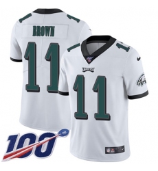 Men's Nike Philadelphia Eagles #11 A.J. Brown White Stitched NFL 100th Season Vapor Untouchable Limited Jersey