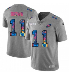 Men's Philadelphia Eagles #11 A.J. Brown Nike Multi-Color 2020 NFL Crucial Catch NFL Jersey Greyheather