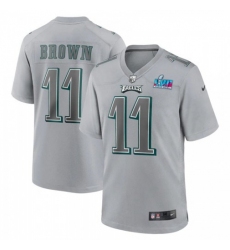Men's Philadelphia Eagles #11 A.J. Brown Nike Super Bowl LVII Patch Atmosphere Fashion Game Jersey - Gray