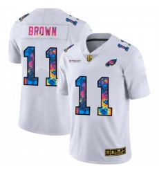 Men's Philadelphia Eagles #11 A.J. Brown White Nike Multi-Color 2020 NFL Crucial Catch Limited NFL Jersey