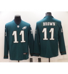 Philadelphia Eagles #11 A. J. Brown Nike Green Therma Long Sleeve Limited Jersey