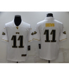 Philadelphia Eagles #11 A. J. Brown White 100th Season Golden Edition Jersey