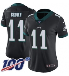 Women's Nike Philadelphia Eagles #11 A.J. Brown Black Alternate Stitched NFL 100th Season Vapor Untouchable Limited Jersey