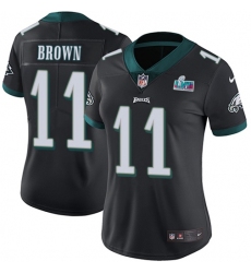 Women's Nike Philadelphia Eagles #11 A.J. Brown Black Alternate Super Bowl LVII Patch Stitched NFL Vapor Untouchable Limited Jersey
