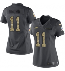 Women's Nike Philadelphia Eagles #11 A.J. Brown Black Stitched NFL Limited 2016 Salute to Service Jersey