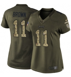 Women's Nike Philadelphia Eagles #11 A.J. Brown Green Stitched NFL Limited 2015 Salute to Service Jersey