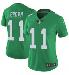 Women's Nike Philadelphia Eagles #11 A.J. Brown Green Stitched NFL Limited Rush Jersey