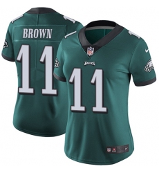 Women's Nike Philadelphia Eagles #11 A.J. Brown Green Team Color Stitched NFL Vapor Untouchable Limited Jersey