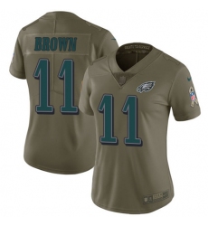 Women's Nike Philadelphia Eagles #11 A.J. Brown Olive Stitched NFL Limited 2017 Salute To Service Jersey