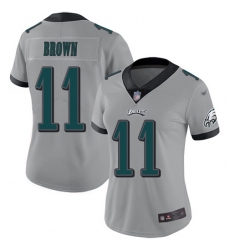 Women's Nike Philadelphia Eagles #11 A.J. Brown Silver Stitched NFL Limited Inverted Legend Jersey