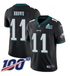 Youth Nike Philadelphia Eagles #11 A.J. Brown Black Alternate Super Bowl LVII Patch Stitched NFL 100th Season Vapor Untouchable Limited Jersey