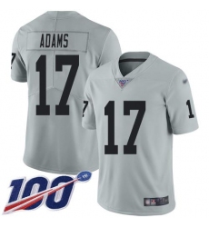 Men's Nike Las Vegas Raiders #17 Davante Adams Silver Stitched NFL Limited Inverted Legend 100th Season Jersey
