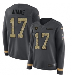 Women's Nike Las Vegas Raiders #17 Davante Adams Anthracite Salute To Service Stitched NFL Limited Therma Long Sleeve Jersey