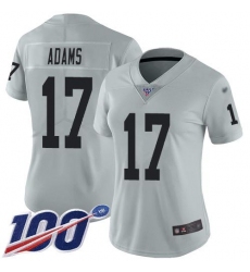 Women's Nike Las Vegas Raiders #17 Davante Adams Silver Stitched NFL Limited Inverted Legend 100th Season Jersey