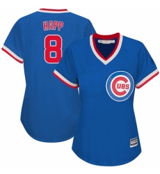Women's Majestic Chicago Cubs #8 Ian Happ Replica Royal Blue Cooperstown MLB Jersey