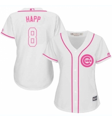 Women's Majestic Chicago Cubs #8 Ian Happ Replica White Fashion MLB Jersey