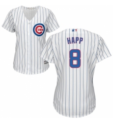 Women's Majestic Chicago Cubs #8 Ian Happ Replica White Home Cool Base MLB Jersey