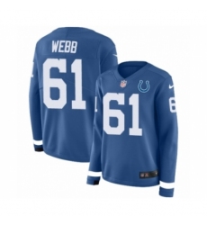 Women's Nike Indianapolis Colts #61 J'Marcus Webb Limited Blue Therma Long Sleeve NFL Jersey