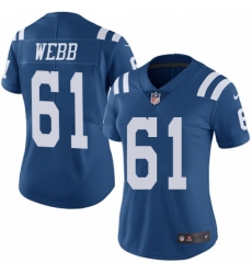 Women's Nike Indianapolis Colts #61 JMarcus Webb Limited Royal Blue Rush Vapor Untouchable NFL Jersey